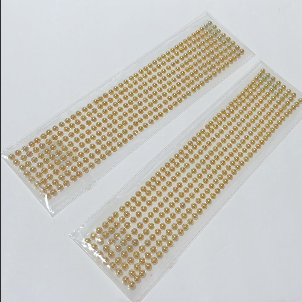 Adhesive packets of 2 gold rhinestones gems stickers brand new